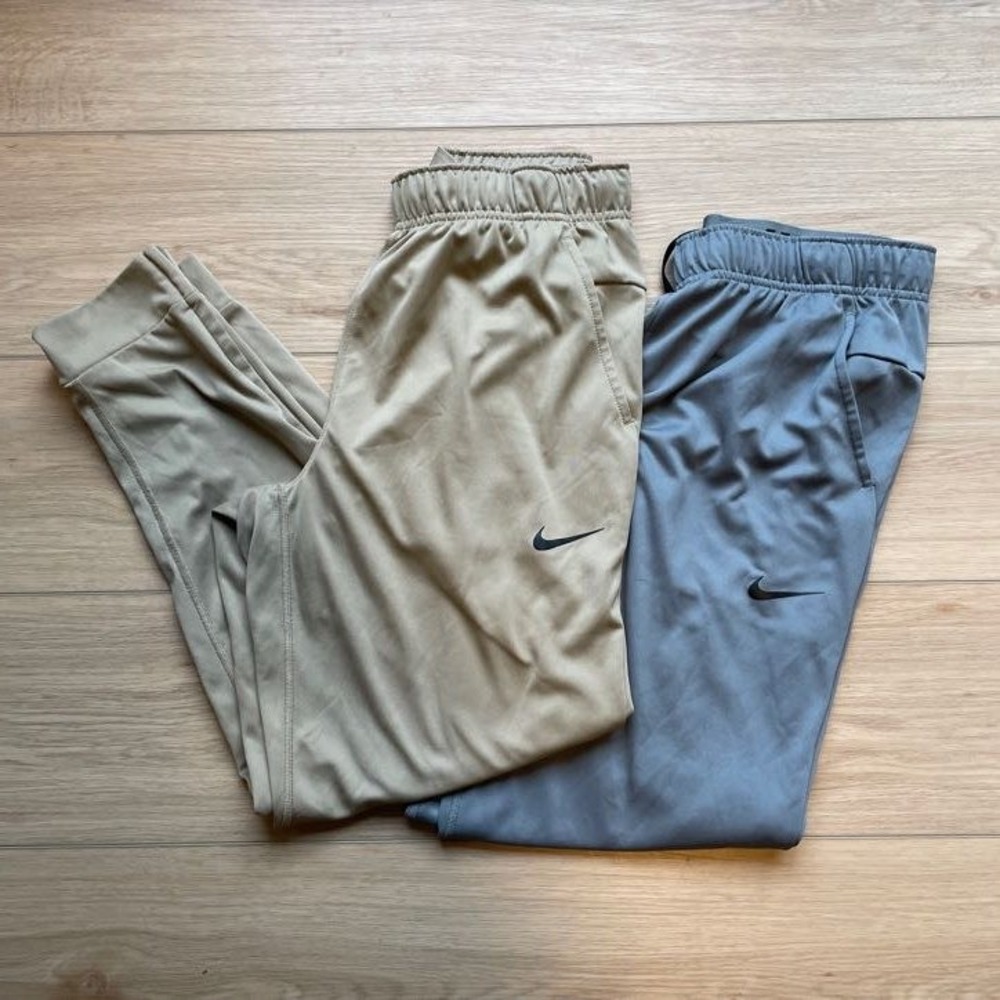 Lot of 2 Nike Dri-FIT Training Pants Mens Small Grey Tan Joggers CU4957-084